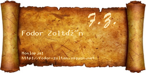 Fodor Zoltán névjegykártya